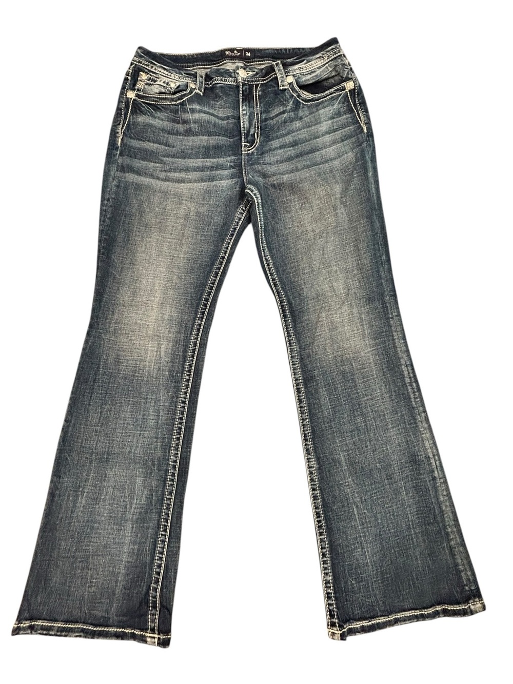 Miss Me Curvy Boot Cut Dreamcatcher Feather Pocket Women’s Jeans 34 (34x31.5)